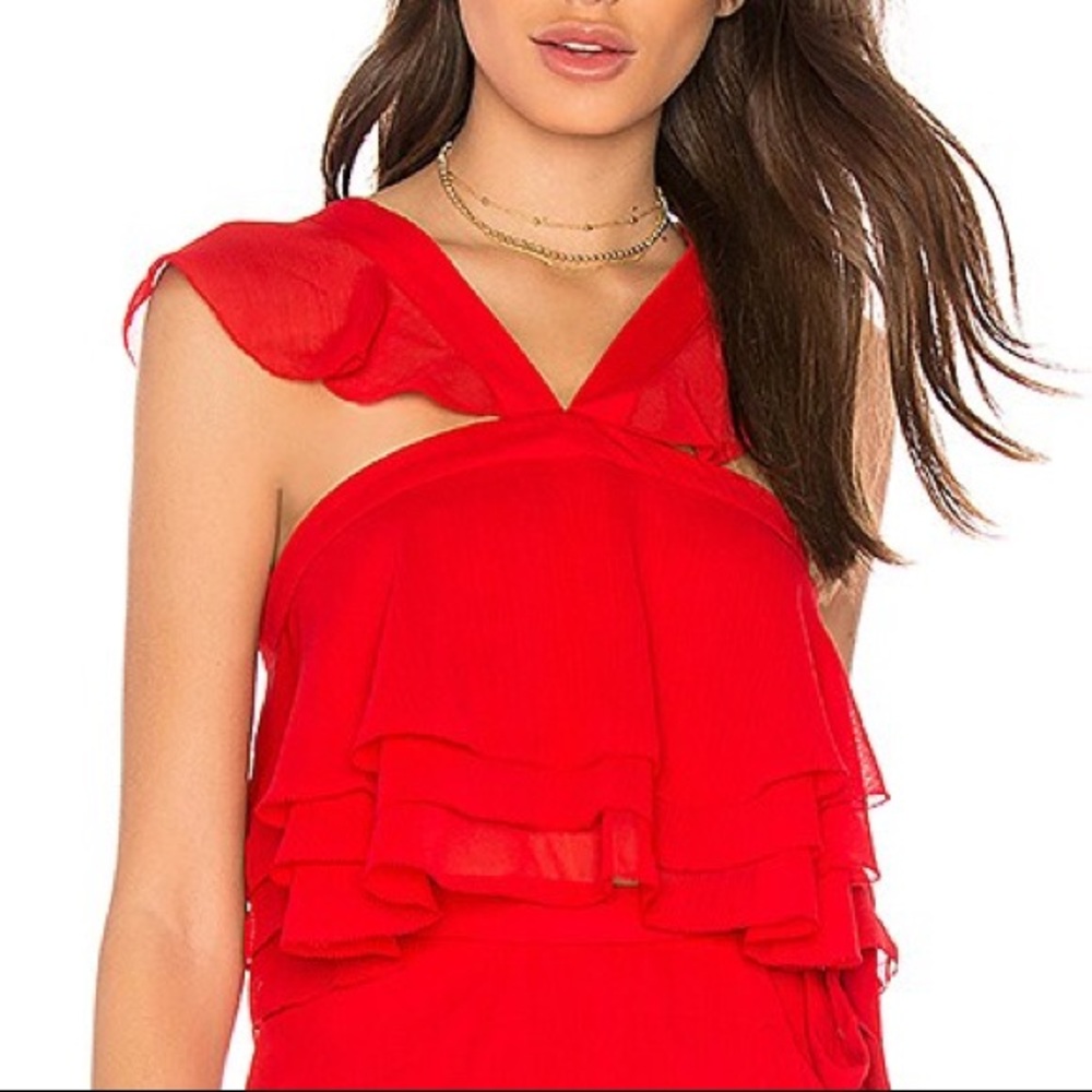 The Jetset Diaries Sintra Red crop ruffle top